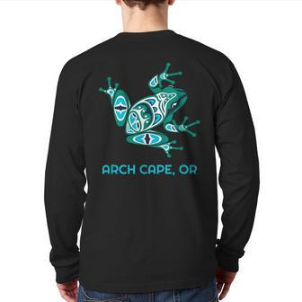 Arch Cape Or Frog Pacific Nw Native American Indian Back Print Long Sleeve T-shirt | Mazezy