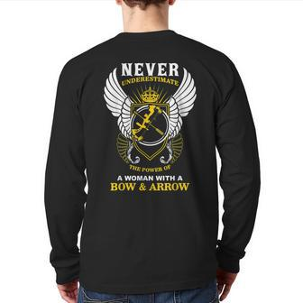 Archery Never Underestimate Back Print Long Sleeve T-shirt - Seseable