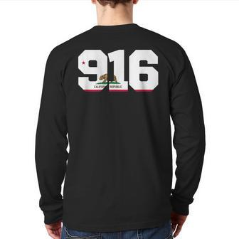 Area Code 916 Sacramento California Back Print Long Sleeve T-shirt | Mazezy