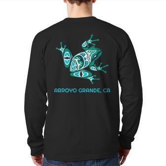 Arroyo Grande Ca Frog Pacific Nw Native American Indian Back Print Long Sleeve T-shirt | Mazezy