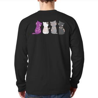 Asexuality Ace Flag Kawaii Cat Lover Equality Asexual Back Print Long Sleeve T-shirt - Thegiftio UK