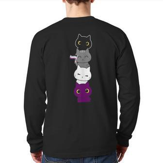 Asexuality Flag Animal Cat Ace Pride Demisexual Asexual Back Print Long Sleeve T-shirt | Mazezy