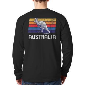 Australia Flag Retro Kangaroo Soccer Marsupial Sydney Back Print Long Sleeve T-shirt | Mazezy