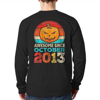 Awesome Since October 2013 10Th Birthday Halloween Back Print Long Sleeve T-shirt - Thegiftio UK