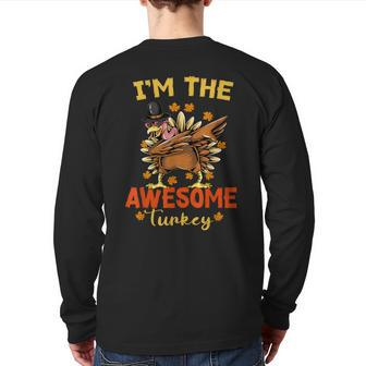Awesome Turkey Matching Family Group Thanksgiving Party Pj Back Print Long Sleeve T-shirt | Mazezy CA