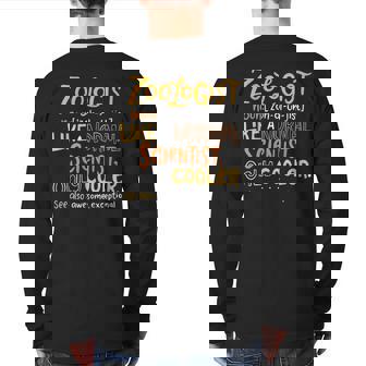 Awesome Zoologist Definition Zoology Science Back Print Long Sleeve T-shirt | Mazezy