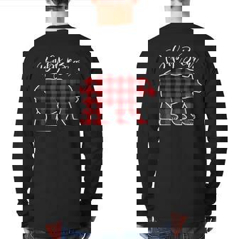 Baby Bear Pajama Red Buffalo Xmas Family Christmas Back Print Long Sleeve T-shirt - Thegiftio