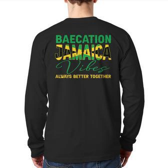 Baecation Jamaica Vibes Matching Couple Vacation Trip Back Print Long Sleeve T-shirt - Monsterry UK