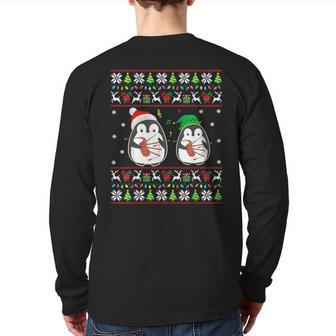 Bagpipes Ugly Christmas Sweater Elf Santa Penguin Matching Back Print Long Sleeve T-shirt | Mazezy