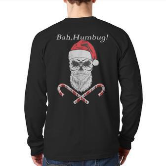 BahHumbug Santa Sceleton Pirate Beard Christmas Back Print Long Sleeve T-shirt - Monsterry UK