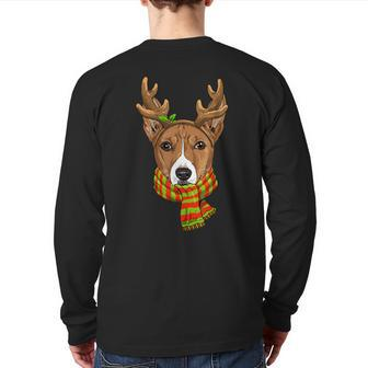 Basenji Dog Christmas Season Breed Owner Enthusiasts Keeper Back Print Long Sleeve T-shirt | Mazezy