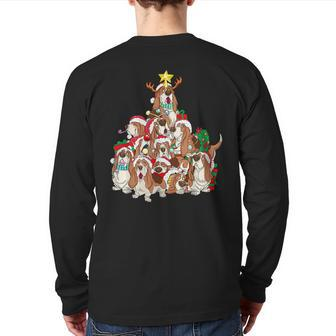 Basset Hound Dog Christmas Tree Basset Hound Lovers Back Print Long Sleeve T-shirt - Thegiftio UK