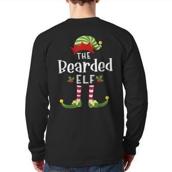 Bearded Christmas Elf Matching Pajama X-Mas Party Back Print Long Sleeve T-shirt - Seseable