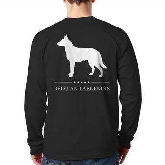 Belgian Laekenois Dog White Silhouette Back Print Long Sleeve T-shirt | Mazezy