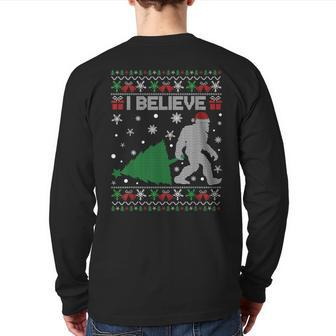 I Believe Big Foot Sasquatch Ugly Christmas Holiday Back Print Long Sleeve T-shirt - Seseable