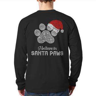 I Believe In Santa Paws With Christmas Hat Back Print Long Sleeve T-shirt - Thegiftio UK
