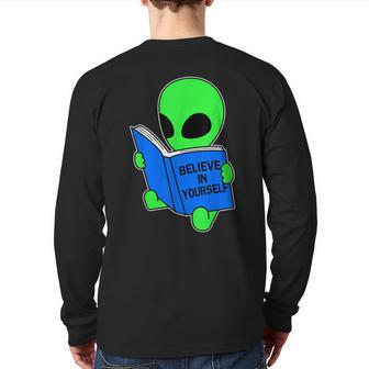 Believe In Yourself Alien Ufo Back Print Long Sleeve T-shirt - Seseable