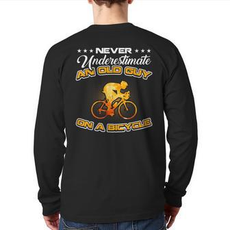 Bicycle Never Underestimate An Old Guy On A Bicycle Back Print Long Sleeve T-shirt - Seseable