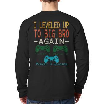 Big Brother Est 2024 I Leveled To Brother Up Again Back Print Long Sleeve T-shirt - Seseable