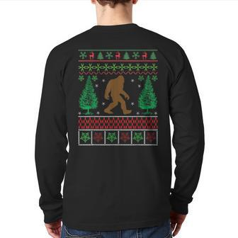 Bigfoot Theme Ugly Christmas Sweater Holiday Back Print Long Sleeve T-shirt - Monsterry