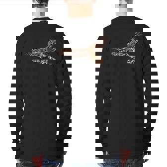 Birding Harrier Hawk Marsh Hawk Pocket-Style Emblem Back Print Long Sleeve T-shirt | Mazezy