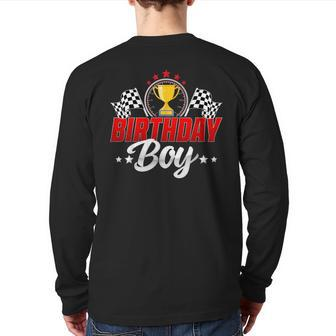 Birthday Boy Race Car Racing Family Pit Crew Birthday Party Back Print Long Sleeve T-shirt - Seseable