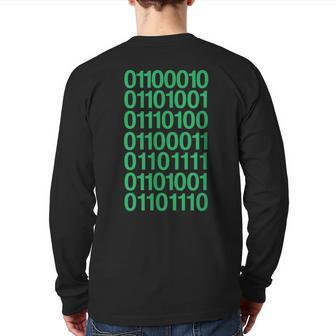 Bitcoin In Binary Code Computer Programming Back Print Long Sleeve T-shirt | Mazezy