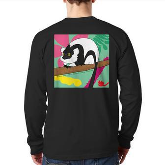 Black-And-White Ruffed Lemur Back Print Long Sleeve T-shirt | Mazezy