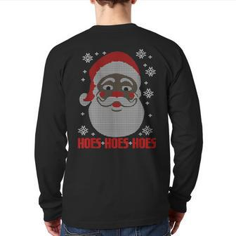 Black Santa Santa Ugly Christmas Sweater Back Print Long Sleeve T-shirt - Monsterry AU