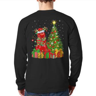 Bocce Ball Snowman Lights Xmas Tree Santa Bocce Christmas Back Print Long Sleeve T-shirt | Mazezy