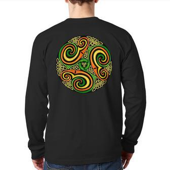 Bodhran Instrument Celtic Irish Culture Ireland Back Print Long Sleeve T-shirt | Mazezy