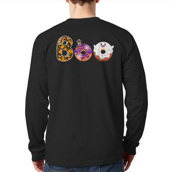 Boo Donuts Ghost Halloween Donut Lovers Costume Spooky Back Print Long Sleeve T-shirt - Monsterry DE