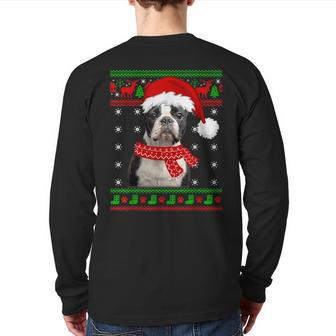 Boston Terrier Dog Ugly Sweater Christmas Puppy Dog Lover Back Print Long Sleeve T-shirt | Mazezy