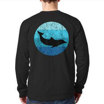 Bottlenose Dolphin Retro Vintage Ocean Water Mammals Animal Back Print Long Sleeve T-shirt | Mazezy