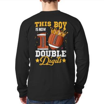 This Boy Now 10 Double Digits Football 10 Year Old Birthday Back Print Long Sleeve T-shirt - Monsterry