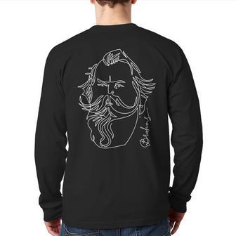Brahms Great Composers Classical Portrait Back Print Long Sleeve T-shirt | Mazezy