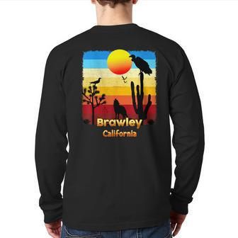 Brawley California Coyote Sunset Ca Desert Back Print Long Sleeve T-shirt | Mazezy