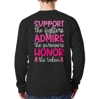 Breast Cancer Support Admire Honor Breast Cancer Awareness Back Print Long Sleeve T-shirt - Seseable