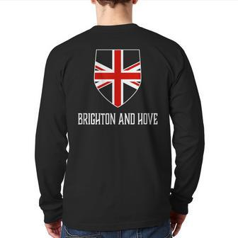 Brighton And Hove England British Union Jack Uk Back Print Long Sleeve T-shirt | Mazezy