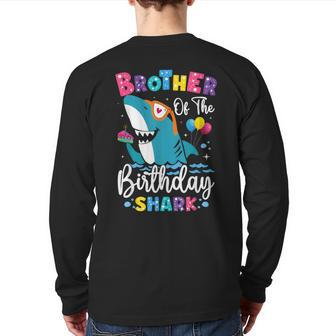 Brother Of The Shark Birthday Big Bro Matching Family Back Print Long Sleeve T-shirt - Monsterry UK