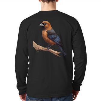 Brown Headed Cowbird Lover Illustration Back Print Long Sleeve T-shirt | Mazezy