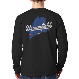 Brownfield Maine Me Map Back Print Long Sleeve T-shirt | Mazezy