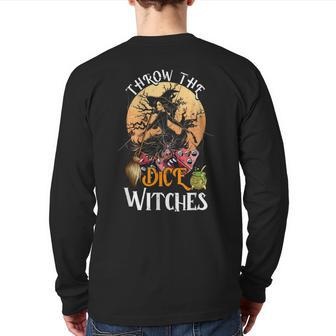 Bunco Throw The Dice Witches Bunco Game Lover Halloween Back Print Long Sleeve T-shirt - Thegiftio UK