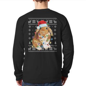 Bunny Rabbit Christmas Ugly Sweater Xmas Tree Decor Back Print Long Sleeve T-shirt | Mazezy