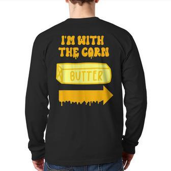Butter Costume I'm With The Corn Couples Halloween Costume Back Print Long Sleeve T-shirt - Thegiftio UK