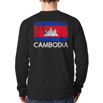 Cambodian Flag Vintage Made In Cambodia Back Print Long Sleeve T-shirt | Mazezy UK