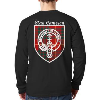 Cameron Surname Scottish Clan Tartan Crest Badge Back Print Long Sleeve T-shirt | Mazezy