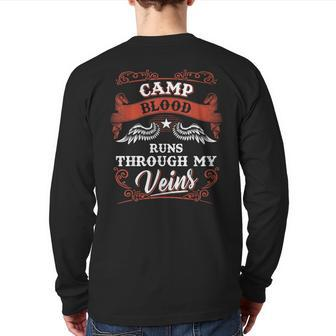 Camp Blood Runs Through My Veins Family Christmas Back Print Long Sleeve T-shirt - Seseable