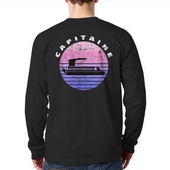 Capitaine French Pontoon Captain Boat Owner Boating Back Print Long Sleeve T-shirt | Mazezy