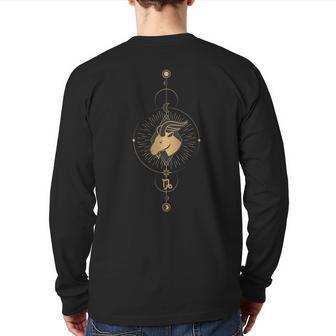 Capricorn Zodiac Symbol Cosmic Cool Astrology Lover Back Print Long Sleeve T-shirt | Mazezy